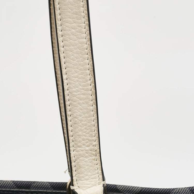 Pre Owned Coach Blue/White Signature Denim and Leather Dempsey Tote