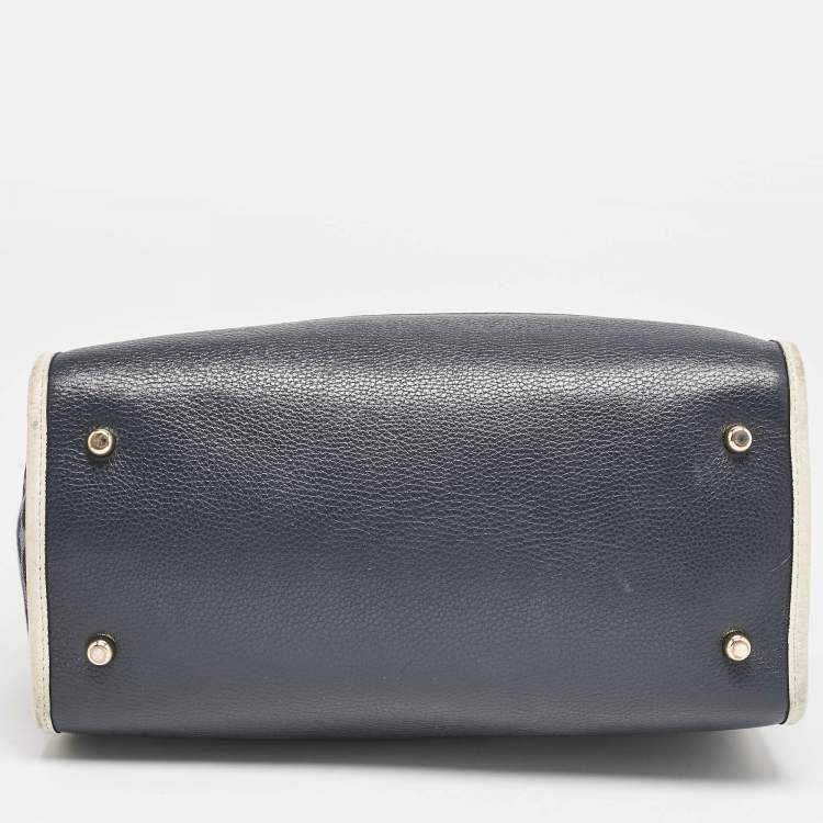 Pre Owned Coach Blue/White Signature Denim and Leather Dempsey Tote