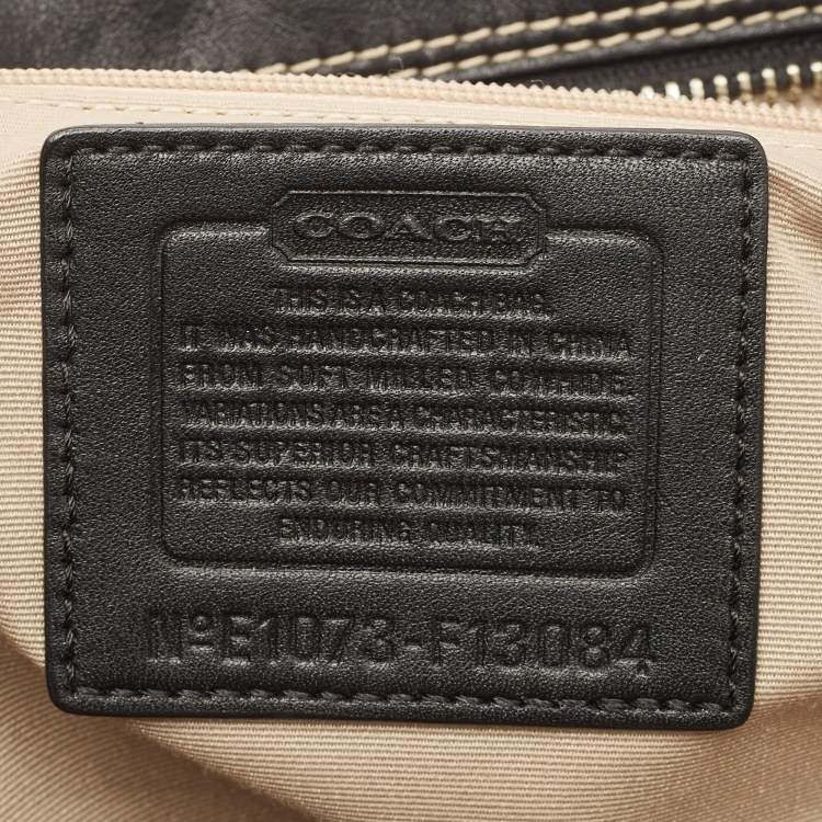 Pre Owned Coach Black Leather Hamptons Braided Tote