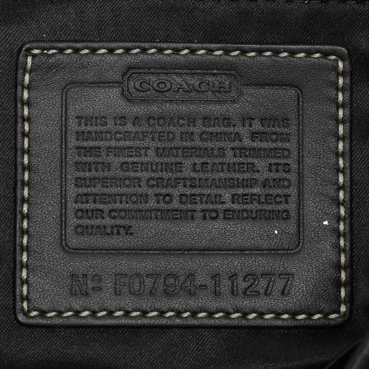 Pre Owned Coach Beige/Black Canvas and Leather Baguette Shoulder Bag