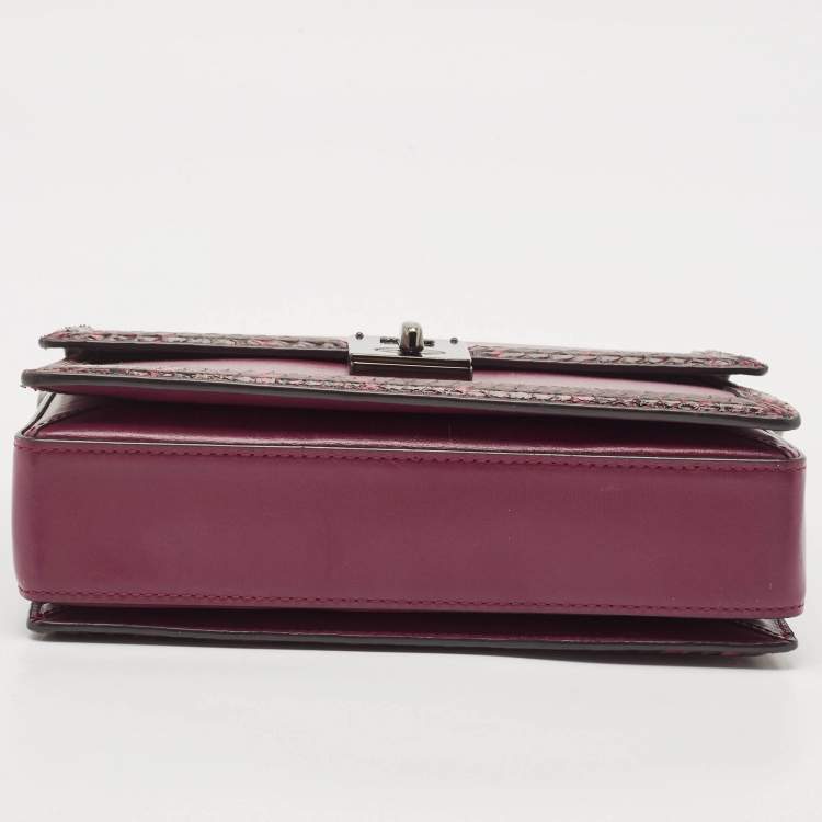 Pre Owned Coach Burgundy Leather and Snakeskin Trim Hutton Shoulder Bag