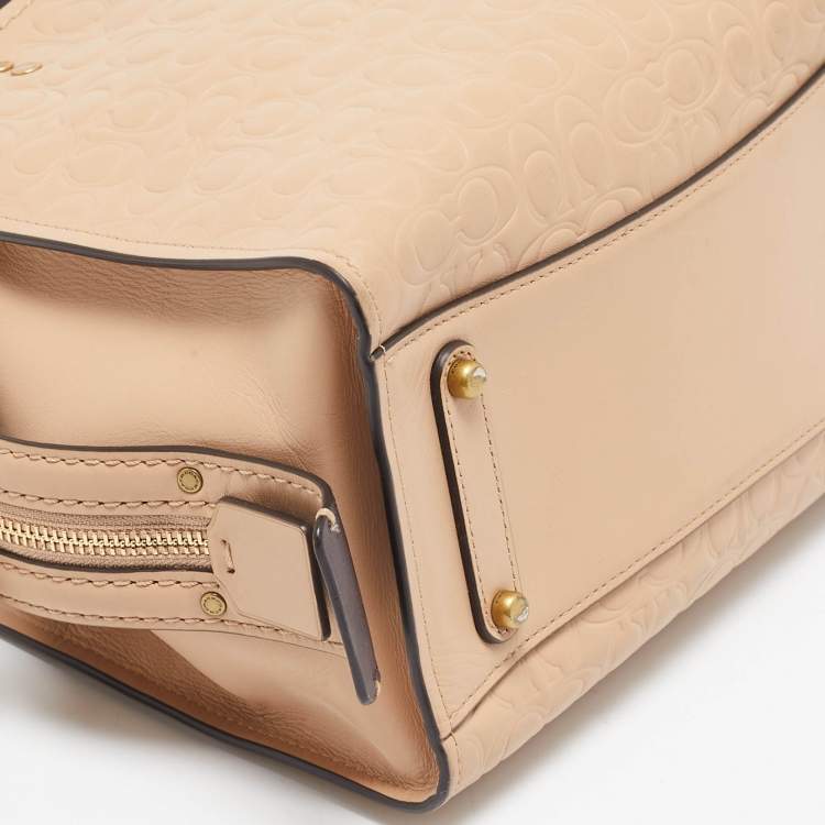 Pre Owned Coach Beige Signature Leather Rogue Tote