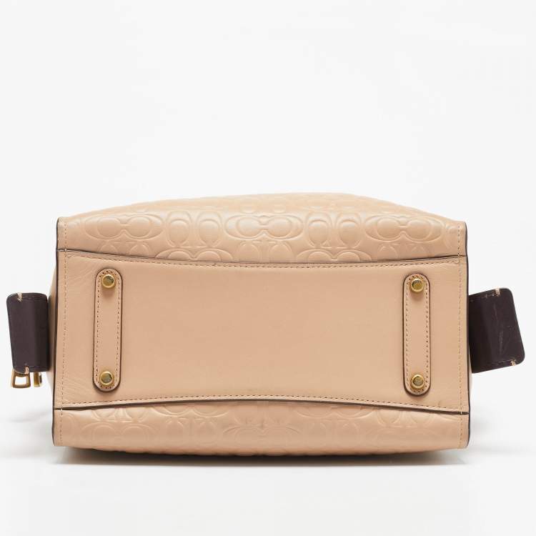 Pre Owned Coach Beige Signature Leather Rogue Tote