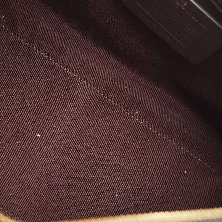 Pre Owned Coach Black/Brown Signature Coated Canvas and Leather Rowan Boston Bag