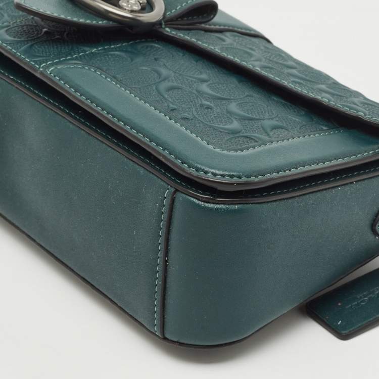 Pre Owned Coach Dark Green Signature Embossed Leather Georgie Shoulder Bag