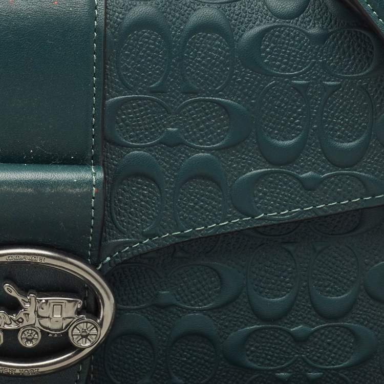 Pre Owned Coach Dark Green Signature Embossed Leather Georgie Shoulder Bag