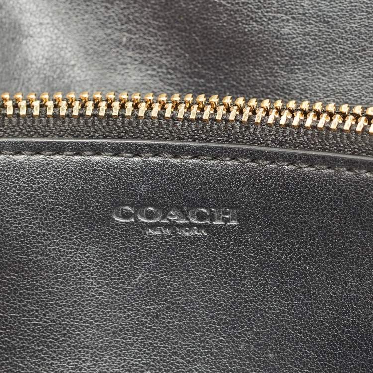 Pre Owned Coach Black Signature Embossed Patent Leather Chain Crossbody Bag