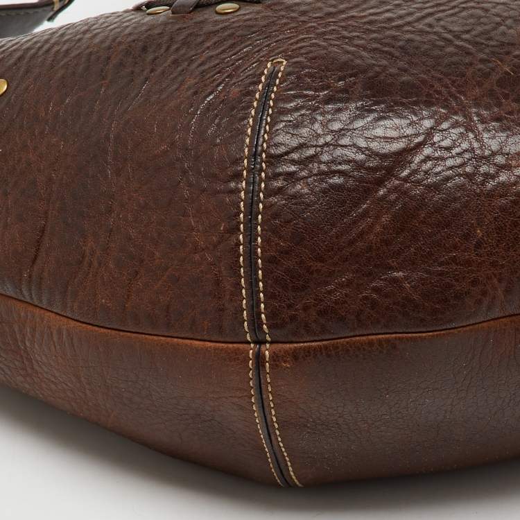 مملوكة مسبقًا Coach Dark Brown Leather Studded Embellished Hobo