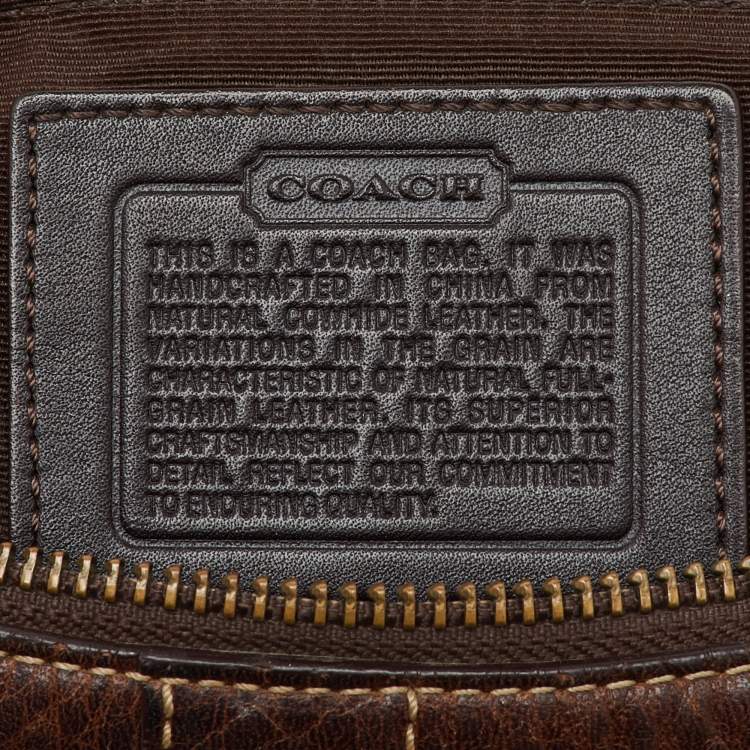 مملوكة مسبقًا Coach Dark Brown Leather Studded Embellished Hobo