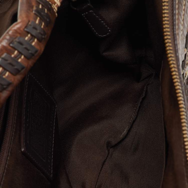 مملوكة مسبقًا Coach Dark Brown Leather Studded Embellished Hobo