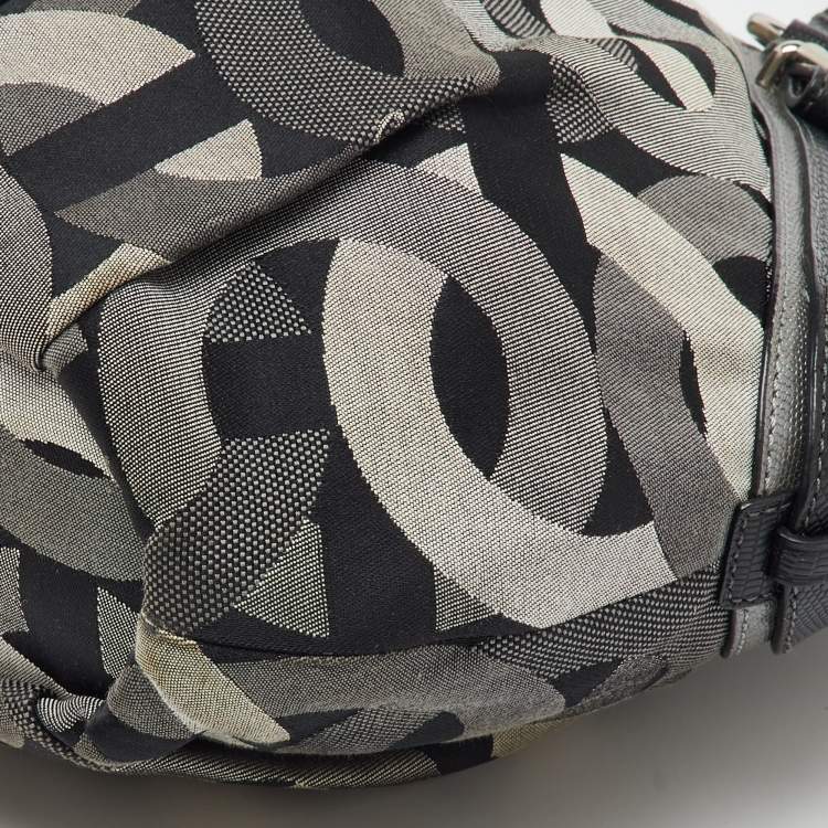 Pre Owned Coach Grey/Black Op Art Canvas and Leather Madison Satchel