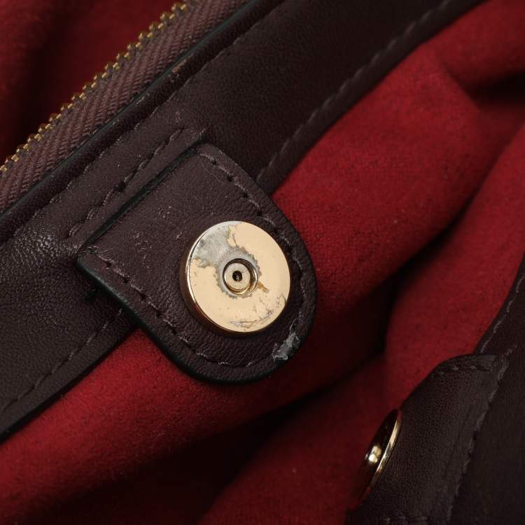 Pre Owned Coach Burgundy Patent Leather Mini Sage Carryall Satchel