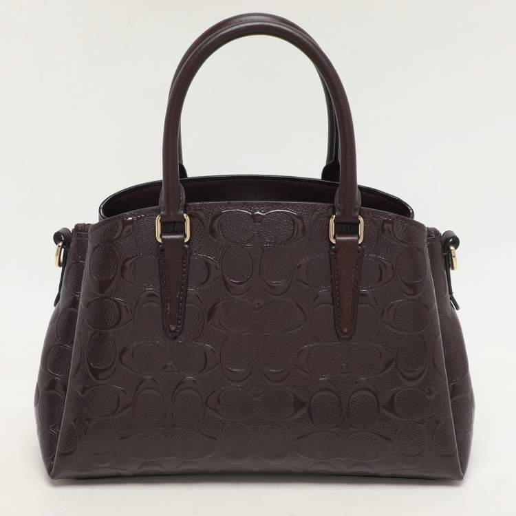 Pre Owned Coach Burgundy Patent Leather Mini Sage Carryall Satchel