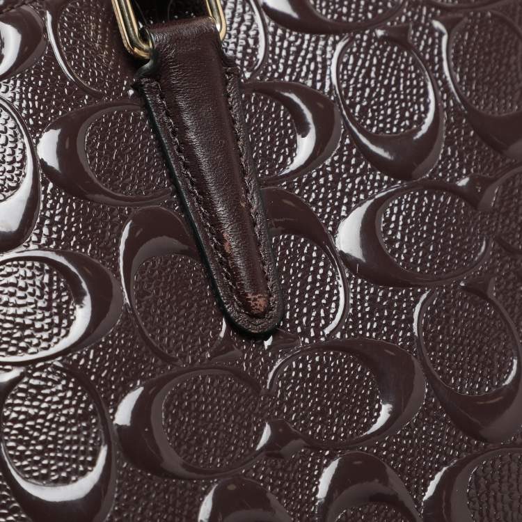 Pre Owned Coach Burgundy Patent Leather Mini Sage Carryall Satchel
