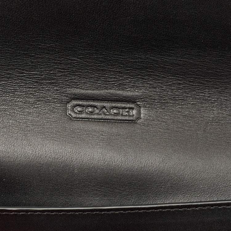 Pre Owned Coach Black Leather and Patent Leather Double Zip Long Clutch