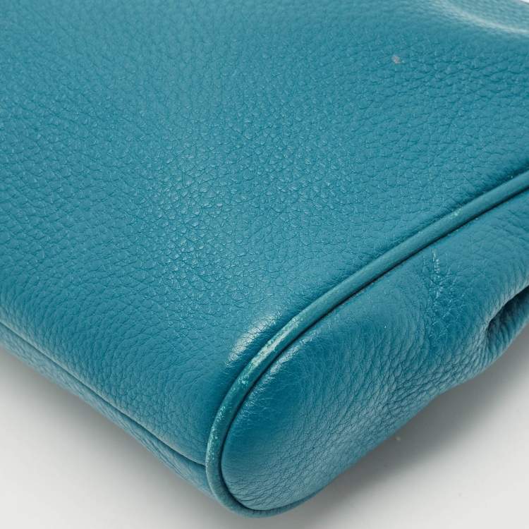 Pre Owned Coach Teal Blue Leather Carrie Crossbody Bag