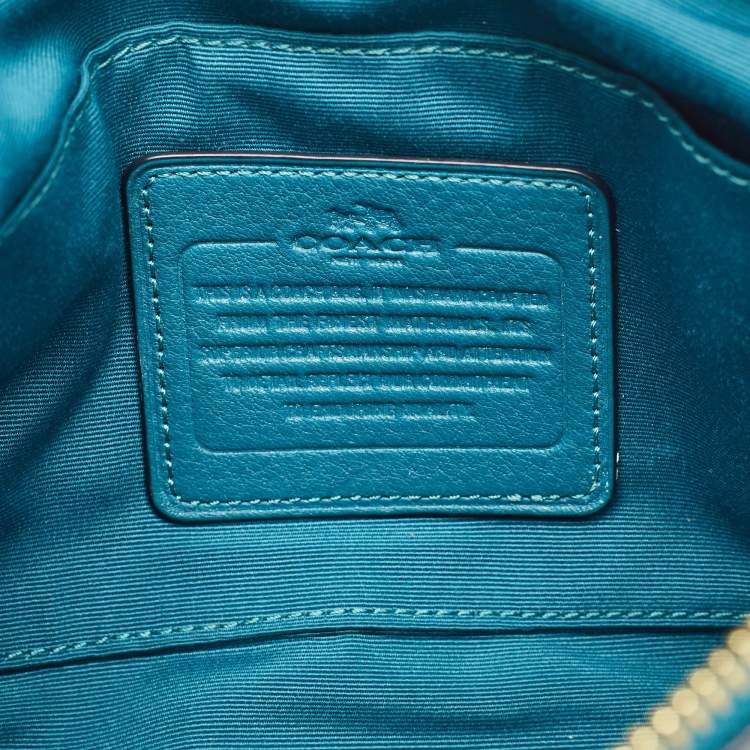 Pre Owned Coach Teal Blue Leather Carrie Crossbody Bag
