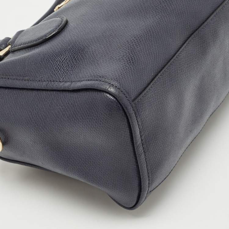 Pre Owned Coach Navy Blue Leather Mini Bennett Satchel