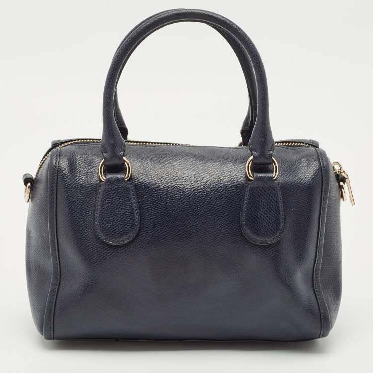 Pre Owned Coach Navy Blue Leather Mini Bennett Satchel