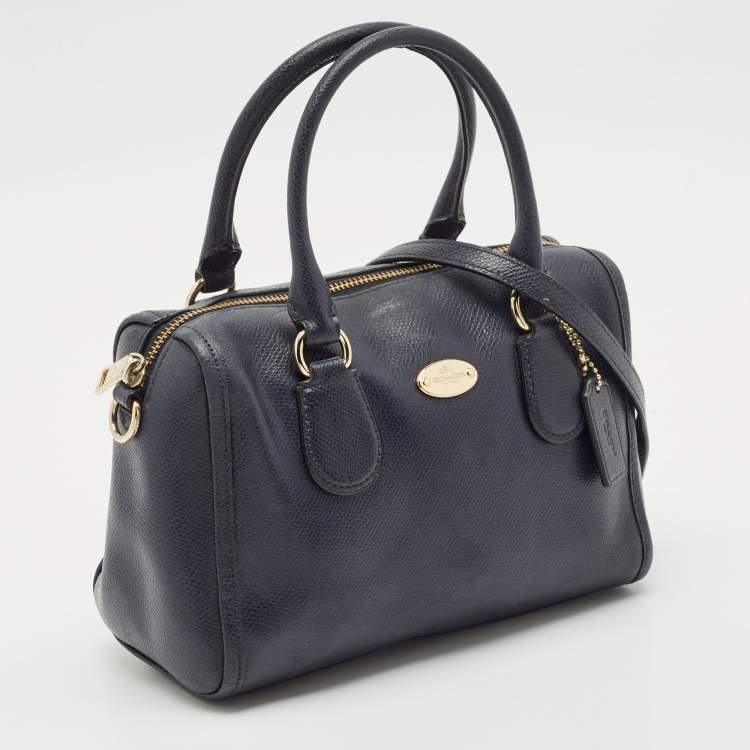 Pre Owned Coach Navy Blue Leather Mini Bennett Satchel