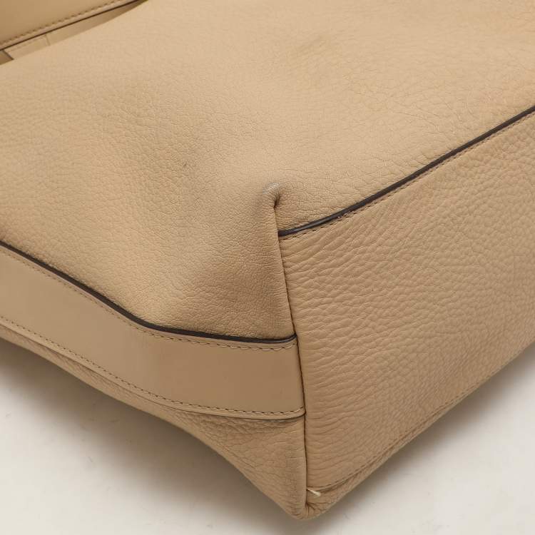 Pre Owned Coach Beige Leather Bleecker Hobo