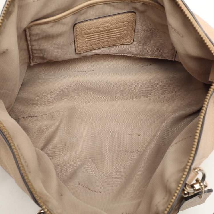 Pre Owned Coach Beige Pebbled Leather Prairie Satchel