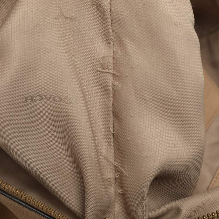 Pre Owned Coach Beige Pebbled Leather Prairie Satchel