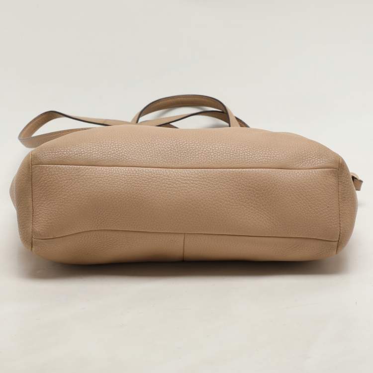 Pre Owned Coach Beige Pebbled Leather Prairie Satchel