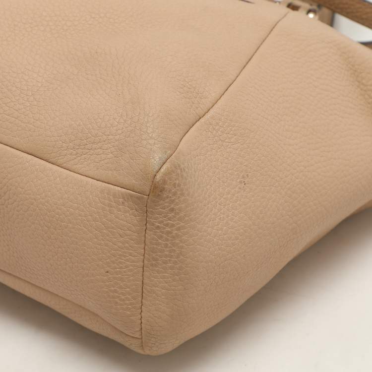 Pre Owned Coach Beige Pebbled Leather Prairie Satchel