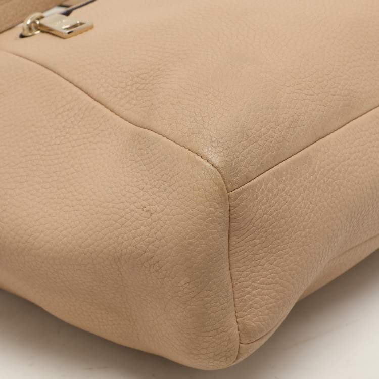 Pre Owned Coach Beige Pebbled Leather Prairie Satchel