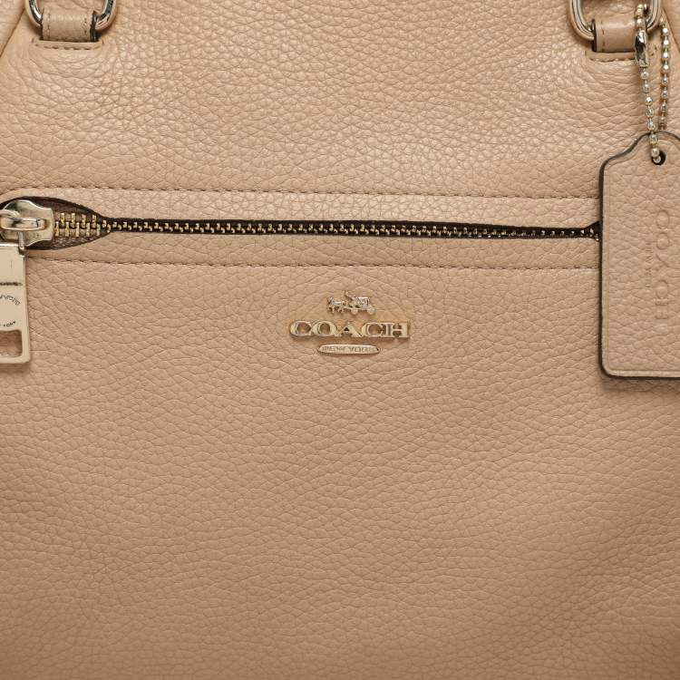 Pre Owned Coach Beige Pebbled Leather Prairie Satchel