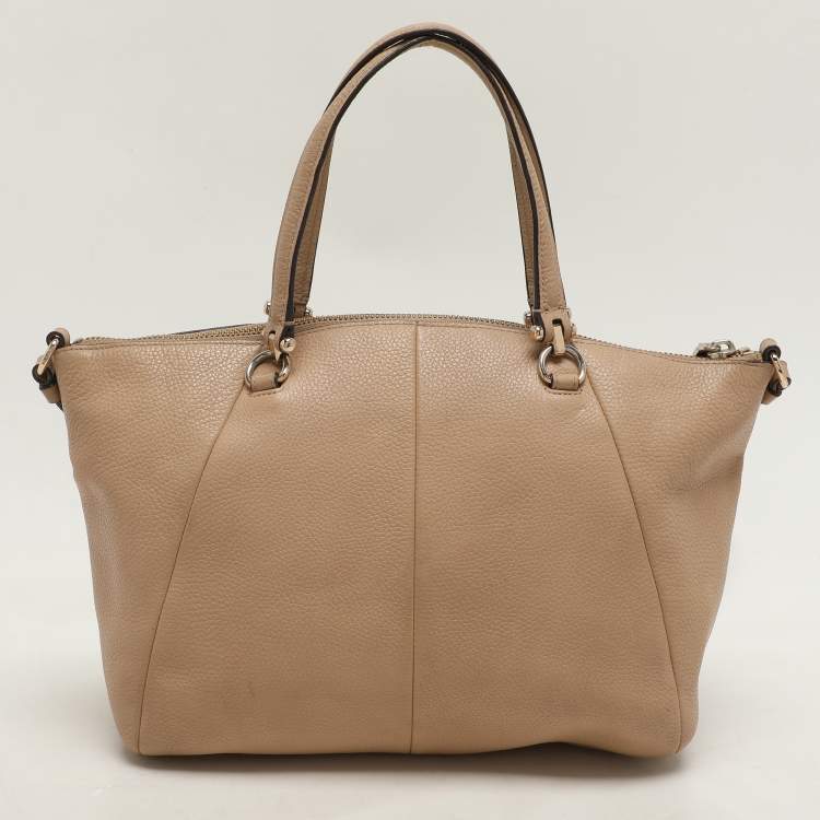 Pre Owned Coach Beige Pebbled Leather Prairie Satchel