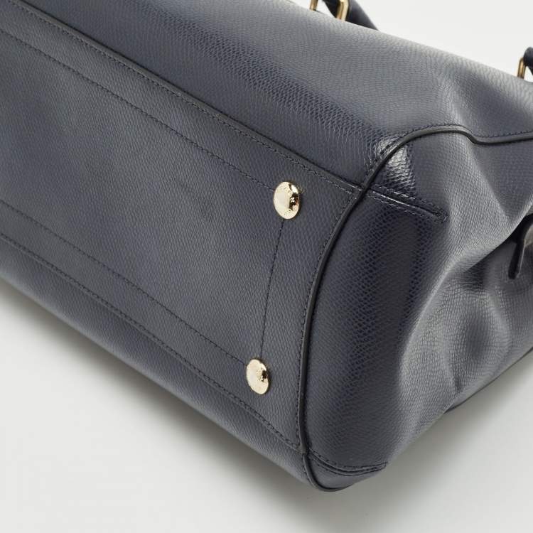 Pre Owned Coach Navy Blue Leather Margot Satchel
