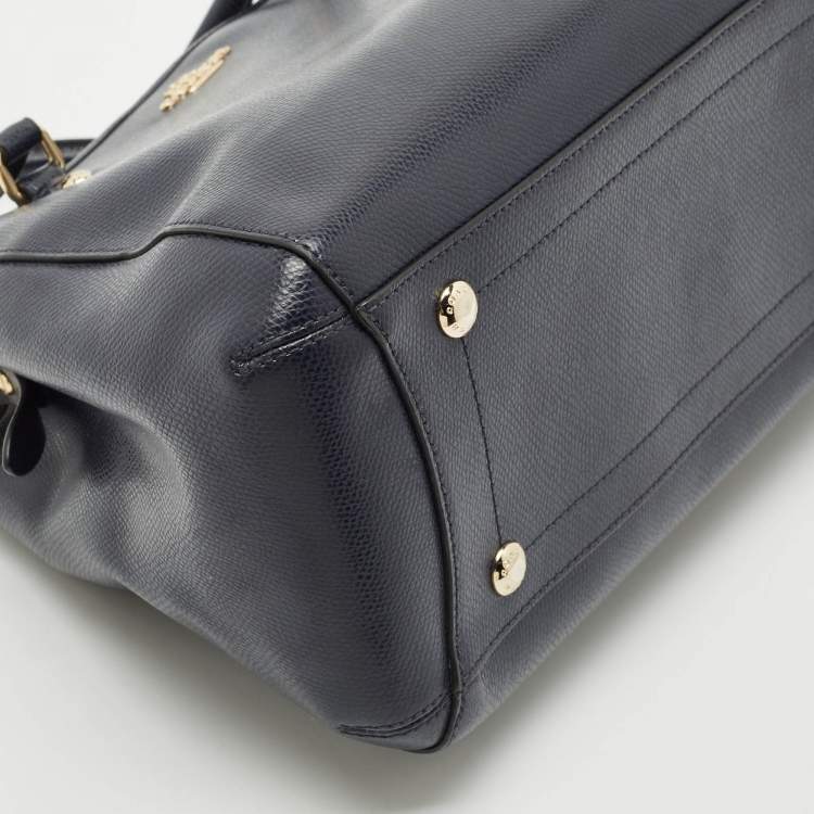 Pre Owned Coach Navy Blue Leather Margot Satchel