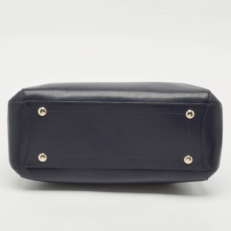 Pre Owned Coach Navy Blue Leather Margot Satchel
