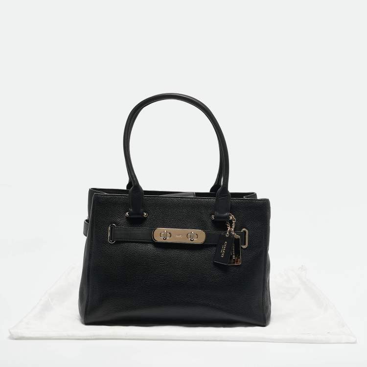Pre Owned Coach Black Leather Swagger 33 Tote