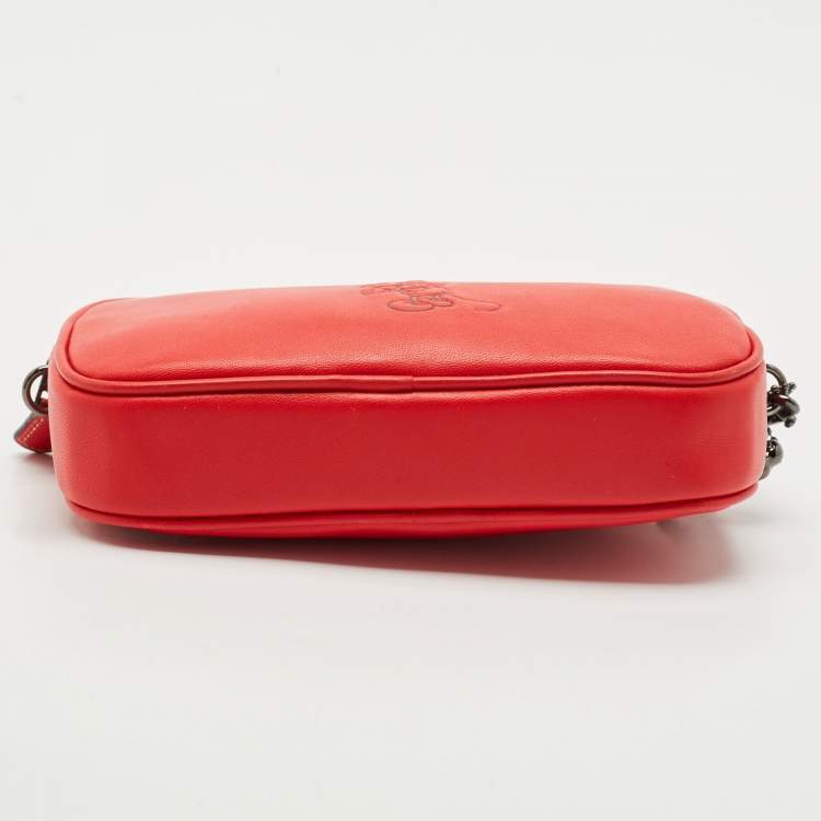 Pre Owned Coach x Disney Mickey Red Leather Double Zip Crossbody Bag