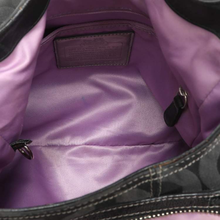 مملوكة مسبقًا Coach Black Signature Canvas and Leather Op Art Madison Hobo