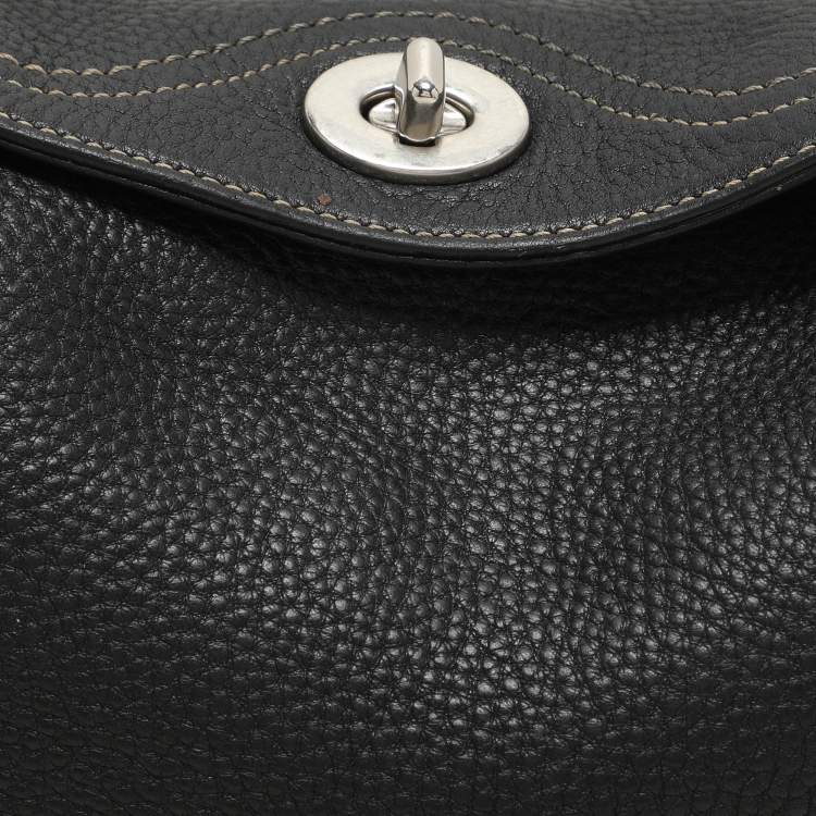Pre Owned Coach Black Leather Chelsea Turnlock Hobo 