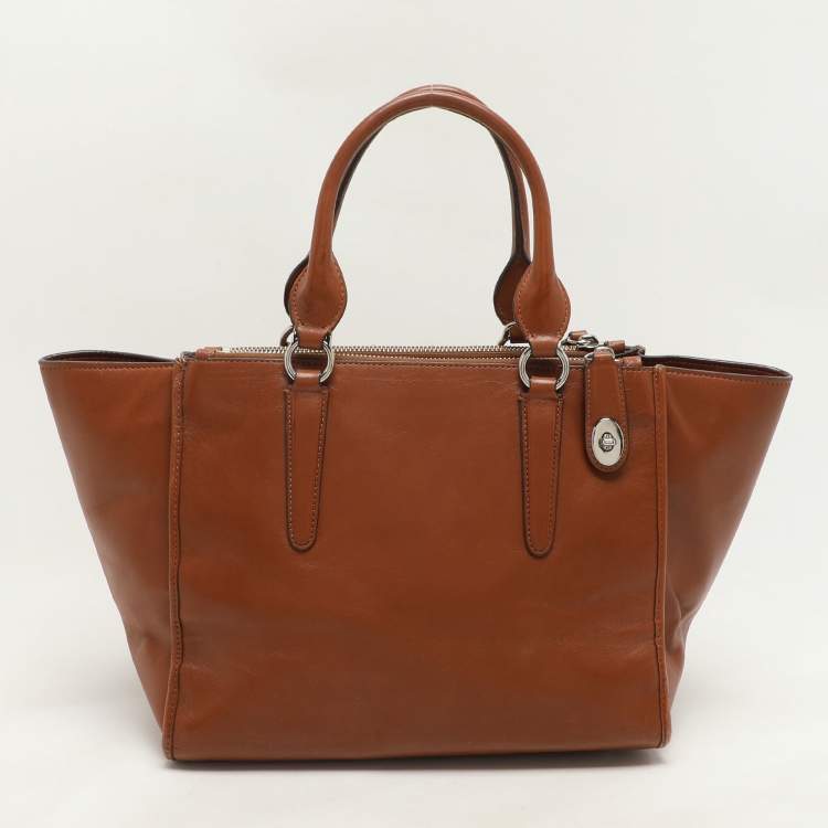 Pre Owned Coach Brown Leather Crosby Carryall Satchel