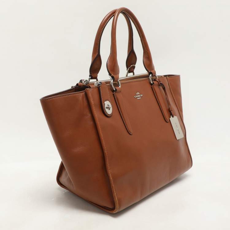 Pre Owned Coach Brown Leather Crosby Carryall Satchel