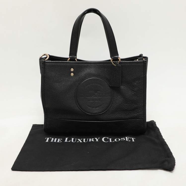 Pre Owned Coach Black Leather Dempsey Carryall Tote 