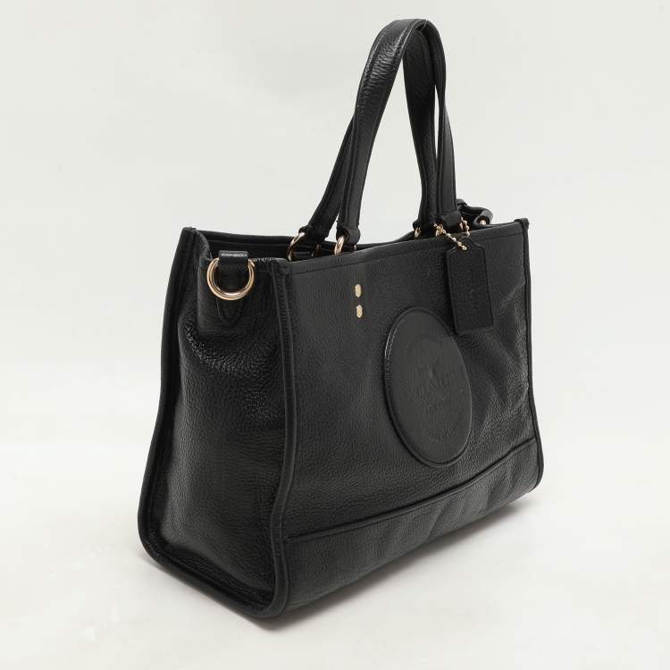 Pre Owned Coach Black Leather Dempsey Carryall Tote 