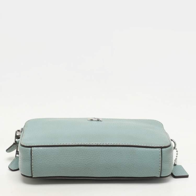 Pre Owned Coach Green Leather Kira Double Zip Crossbody Bag