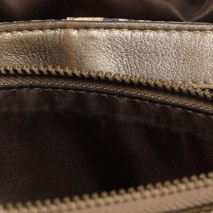 Pre Owned Coach Multicolor Python Embossed Leather Turn Lock Top Handle Bag
