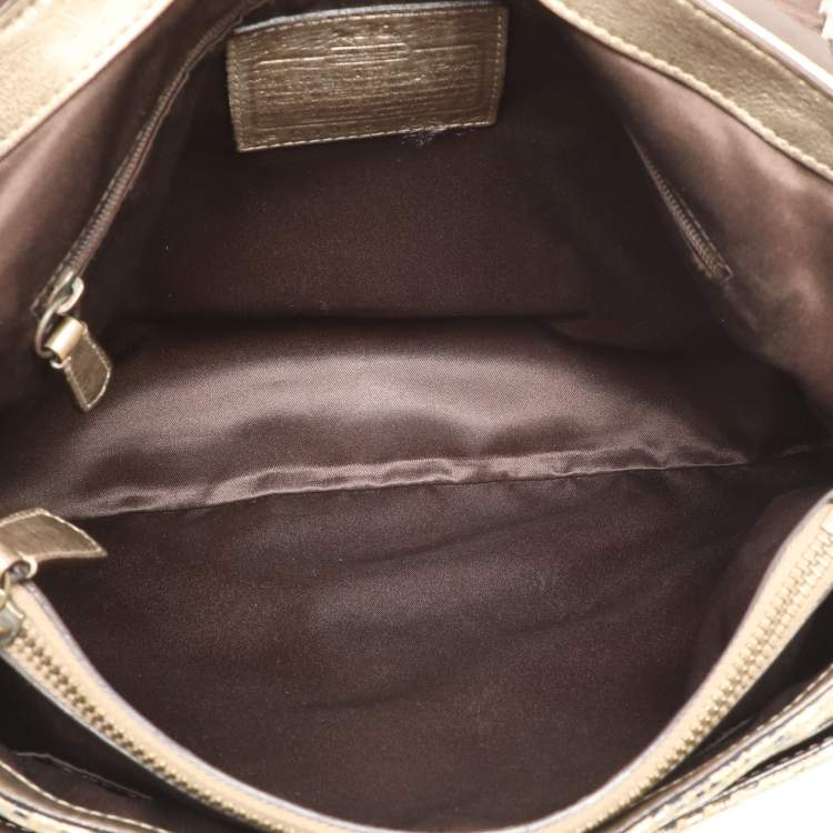 Pre Owned Coach Multicolor Python Embossed Leather Turn Lock Top Handle Bag