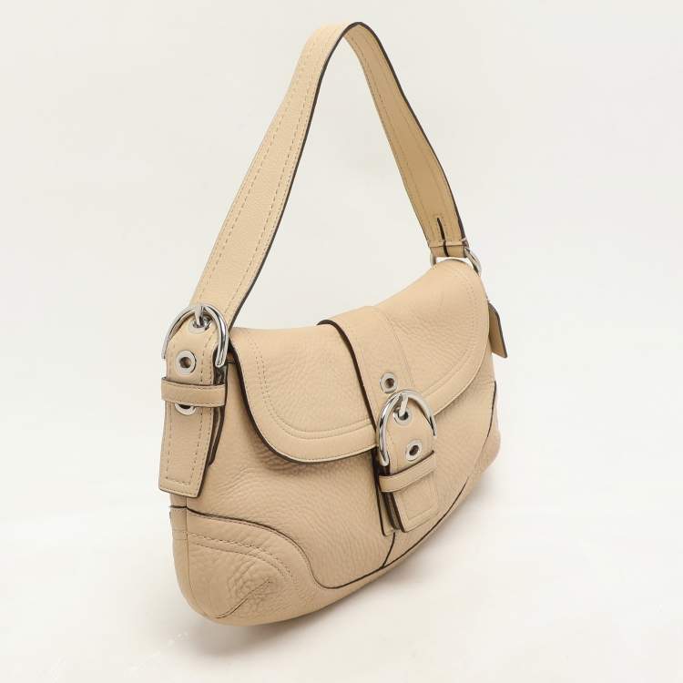 Pre Owned Coach Light Beige Leather C Soho Shoulder Bag