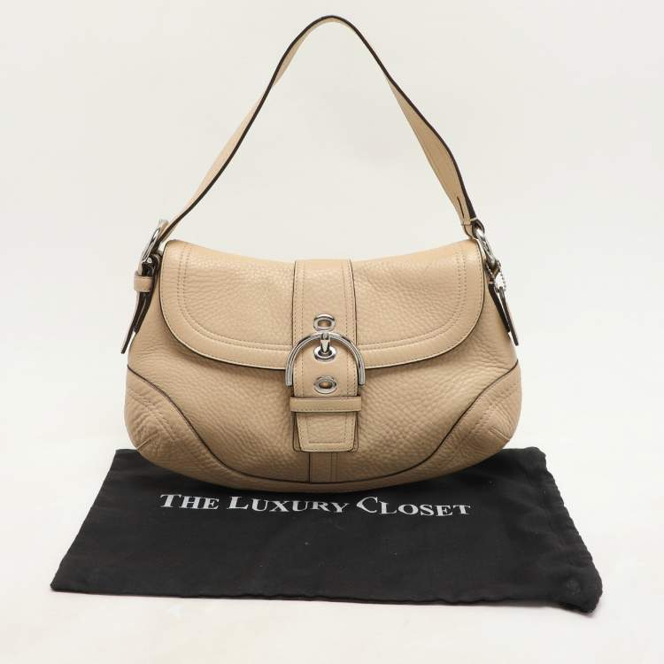 Pre Owned Coach Light Beige Leather C Soho Shoulder Bag