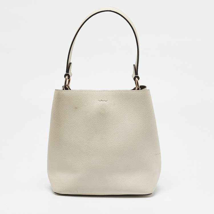 Pre Owned Coach Ivory Leather Small Town Bucket Bag