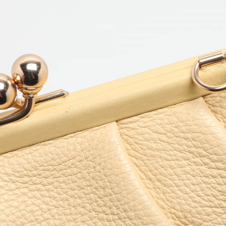 Pre Owned Coach Yellow Leather Nora Kisslock Crossbody Bag